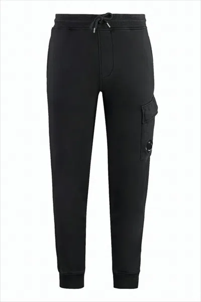 C.p. Company Tapered Fit Jogger Pants With Distinctive Logo Detail In Black