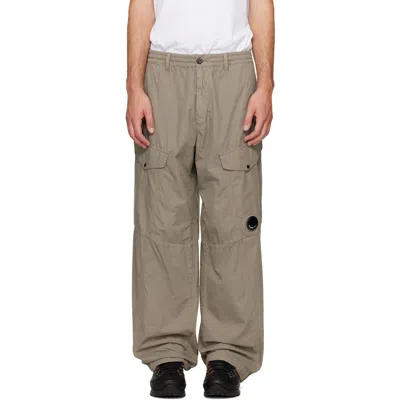 C.p. Company Taupe Micro-reps Boxy Lens Cargo Pants In Animal Print