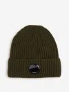 C.p. Company Ribbed Lens Beanie Hat In Green