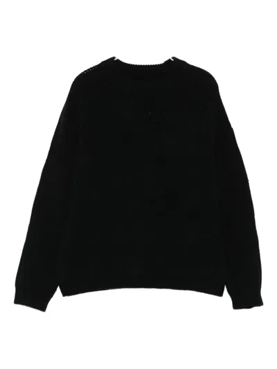 C.p. Company Textured Cotton Sweater In Black