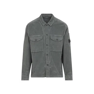 C.P. COMPANY TEXTURED GREY SHIRT WITH FLAP POCKETS
