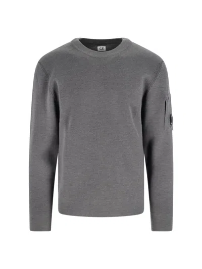 C.p. Company Textured Grey Sweater With Round Neckline And Timeless Design In Gray