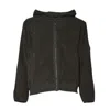 C.p. Company Black Corduroy Zip-up Hoodie With Ribbed Texture And Distinctive Patch In Black
