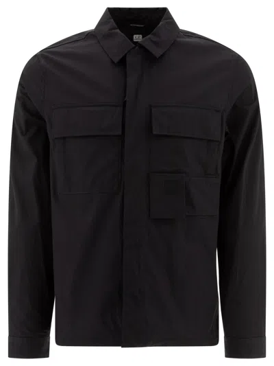 C.p. Company "the Urban Series Utility" Gabardine Overshirt In Black