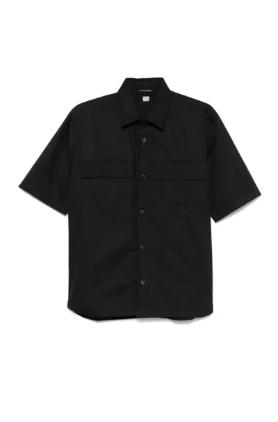 C.p. Company The Metropolis Series Gabardine Shortsleeve Shirt In Black