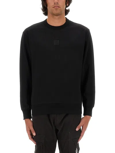 C.p. Company The Metropolis Series Logo Patch Fleece Sweatshirt In Black