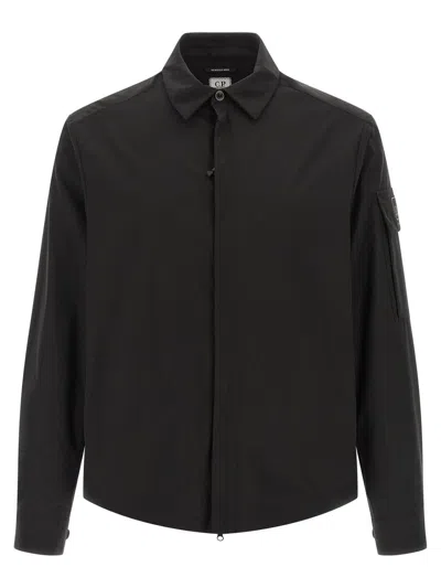 C.p. Company Metropolis Overshirt Upper Sleeve Patch Jacket In Black