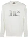 C.p. Company C.p.company The Metropolis Series Stretch Fleece Crew Neck Graphic Sweatshirt In White