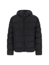 C.p. Company Men Black Down Jacket With Fixed Hood With Googles Detail In Tech Fabric Man