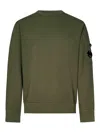 C.p. Company Green Crewneck Sweatshirt With Lens Motif On The Sleeve In Green