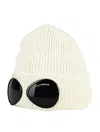 C.p. Company Goggles-detail Ribbed Beanie In Neutral