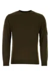 C.p. Company Man Dark Green Cotton Sweater In Brown