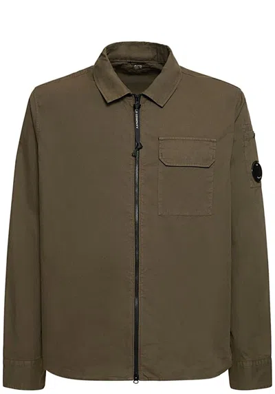 C.p. Company Logo Patch Shirt Flap Pocket In Green