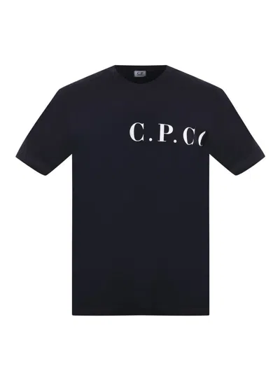 C.p. Company C.p.company T-shirt With Logo Print On Chest And Back In Blue