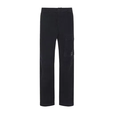 C.p. Company Total Eclipse Blue Cotton Cargo Pants In Black
