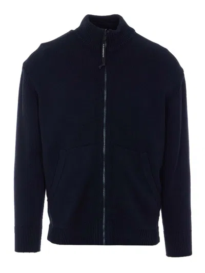 C.p. Company Total Eclipse Cotton Mixed Zip Jacket In Black