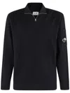 C.p. Company Half-zip Knit Sweater With Lens Detail In Blue