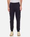 C.p. Company Cotton Trousers With Elasticated Waist And Ankle Details In Blue