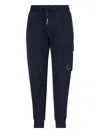 C.p. Company Utility Trousers With Elastic Waistband And Cargo Pocket In Blue