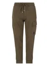 C.p. Company Cargo Pocket Drawstring Waist Ribbed Cuffs Trousers In Brown