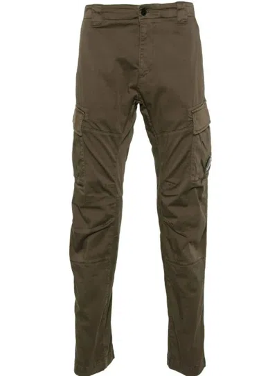 C.p. Company Lens-detail Cargo Trousers In Green
