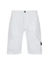 C.p. Company C.p.company Sateen Cargo Shorts In White