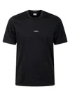 C.p. Company Black Crewneck T-shirt With Logo Lettering On The Front In Black