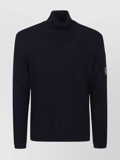 C.P. COMPANY TURTLE NECK KNIT SWEATER WITH RIBBED TEXTURE