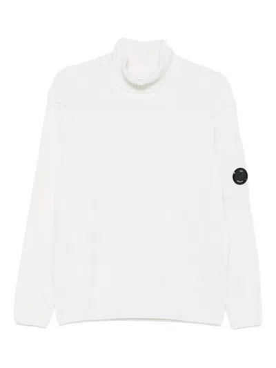 C.p. Company Turtleneck Lens-detail Sweater In White