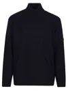 C.p. Company Ivory White Lambswool Turtleneck With Zip Pocket And Signature Motif In Black