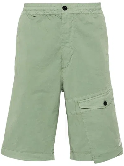 C.p. Company Twill Stretch Shorts In Green