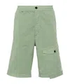 C.p. Company Sage Green Twill Stretch Shorts In Green