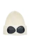 C.p. Company Cream Merino Wool Beanie In Neutral