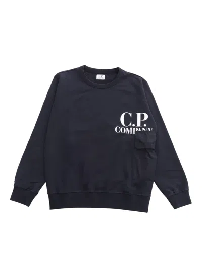 C.p. Company Undersixteen Kids' Black Sweater In Blue