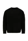 C.p. Company Undersixteen Black Sweater For Boy With Lens In Black