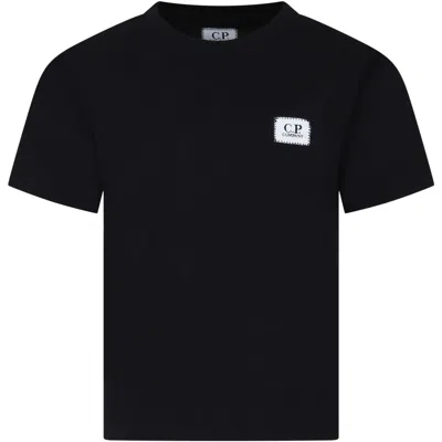 C.p. Company Undersixteen Kids' Black T-shirt For Boy With Logo