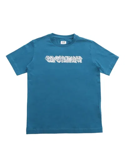 C.p. Company Undersixteen Kids' Blue T-shirt With Logo