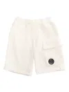 C.p. Company Undersixteen White Fleece Shorts In White
