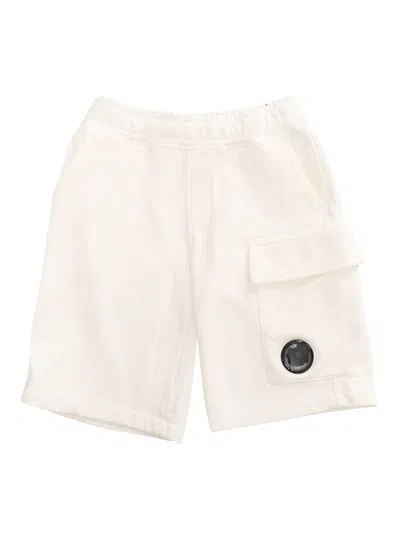 C.p. Company Undersixteen Kids' White Fleece Shorts