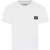 C.P. COMPANY UNDERSIXTEEN WHITE T-SHIRT FOR BOY WITH LOGO