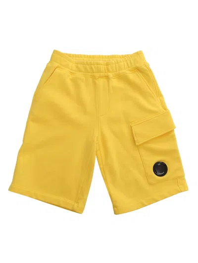 C.p. Company Undersixteen Kids' Yellow Fleece Shorts