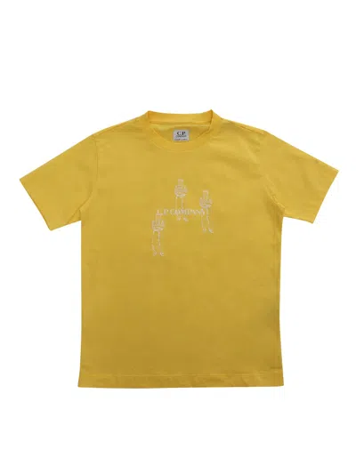 C.p. Company Undersixteen Kids' Yellow T-shirt With Logo