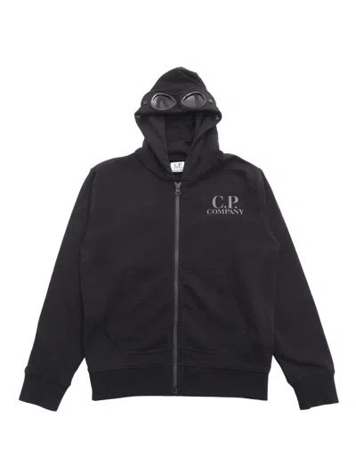 C.p. Company Undersixteen Kids' Zipped Hoodie In Black