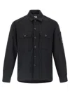 C.p. Company Unlined Wool Overshirt With Classic Shirt Collar In Black