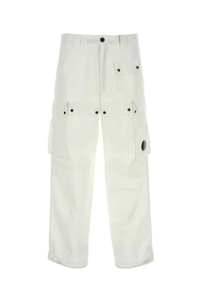 C.p. Company Drop-crotch Cotton Cargo Pants In White
