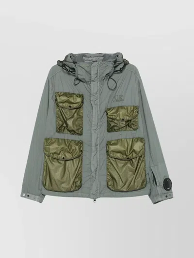 C.p. Company Utility Jacket Hooded Removable Accessories In Green