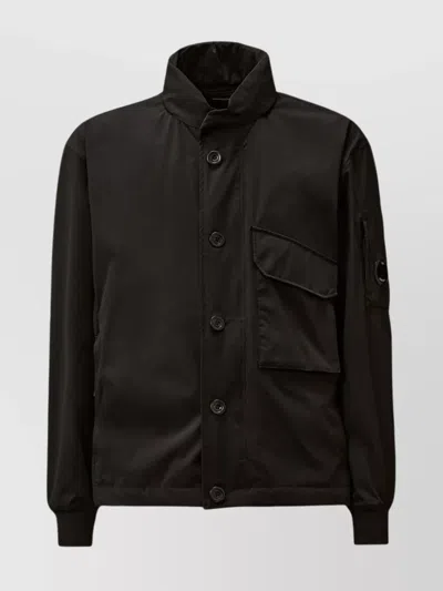 C.p. Company Utility Jacket With High Collar And Pockets In Black
