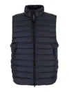 C.p. Company Men Blue Vest With Mock Neck And Logo Plaque On The Side In Tech Fabric Man In Blue