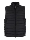 C.p. Company Men Black Vest With Mock Neck And Logo Plaque On The Side In Tech Fabric Man In Black