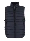 C.p. Company Men Blue Vest With Mock Neck And Logo Plaque On The Side In Tech Fabric Man